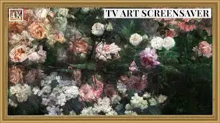 Enchanting Roses Oil Painting | Gold Frame TV Art Flowers | Vintage Floral Wall Art Screensaver 4K