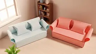 Diy Miniature Sofa🛋️/How to make a Paper  Sofa /paper craft /Easy kids craft #minisofa #sofa #diy 