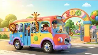 Wheels On The Bus With Animals | Zoo Bus Adventure | Kids Nursery Rhyme | Learning Animals Fun