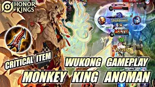 WUKONG GAMEPLAY - MONKEY KING ANOMAN CRITICAL ITEM 100% INSANE DAMAGE! | HONOR OF KINGS (HOK)