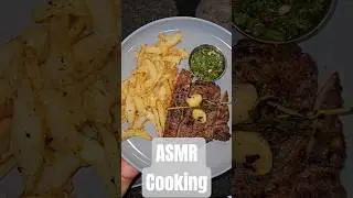 Cooking ASMR | Steak with Garlic Butter Fries & Homemade Chimichurri  #food #asmr #asmrcooking #cook