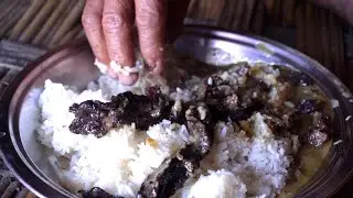 buff dry meat curry with rice 🍚 Himalayan buffalo 🦬 shed