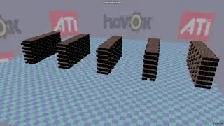 ATI  Havok Physics Demo Wall 1 from 2007 - Crossfire GPU with 3 GFX cards and physics