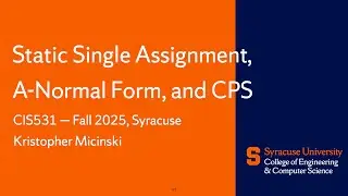Static Single Assignment and ANF Introduction