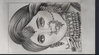 Beautiful bride drawing with easy steps || Traditional bride drawing || CTW