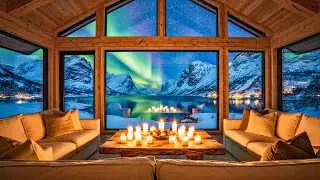 Northern Lights Fjord Cabin &ndash; Cozy Winter Jazz Ambience & Candlelight for Sleep, Study, Relaxation