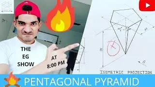 How to draw pentagonal pyramid inverted #theegshow best way to simple solid isometric projection