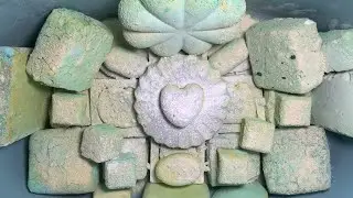 Green reformed gym chalk with fresh pasted gym chalk blocks asmr crush 