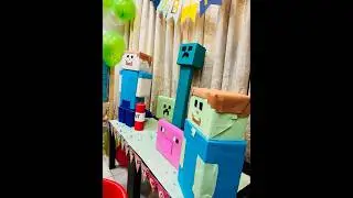 My 7 th birth day bash 🎂 diy minecraft themed birthday decor