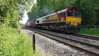 66095 EWS DB Cargo working 470L Felixstowe South - East Midlands Gateway. Tinwell 27.5.2020