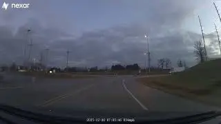 Box truck turns on the wrong side of the road