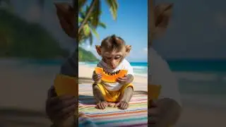 Cute Baby Monkey Eating Papaya | Adorable Snack Time Delight #babymonkey #papaya #cuteanimals