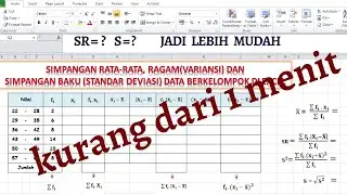 MENGHITUNG SIMPANGAN RATA-RATA, RAGAM DAN SIMPANGAN BAKU DATA KELOMPOK DI EXCEL
