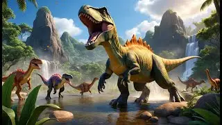 Row Row Your Dinosaur | Prehistoric Adventure Song for Kids | Dinosaur Rhyme