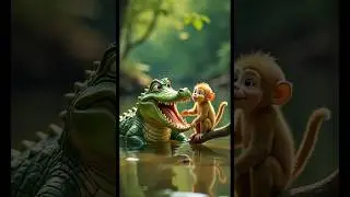 Intelligence saves cute monkey #ani stories  #moralstories #kids #story #cartoon #ai