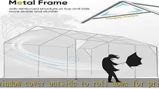 ADVANCE OUTDOOR 12x20 ft Heavy Duty Adjustable Carport with 6 Roll-up Ventilated Windows & Removabl