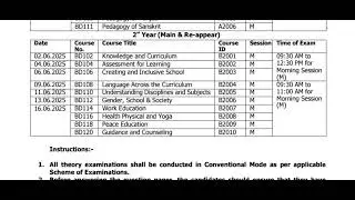 Dcrust B.Ed. 2nd Year Exam Date Sheet 2025 | B.Ed. 2nd Year Exam 2025 | B.Ed. Exam 2025 | DCRUST |