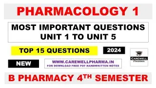 pharmacology 4th semester important questions || pharmacology || Carewell Pharma || Most Important