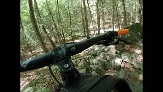Mountain biking at Upper Paugussett in Newtown, CT.  Upper Gussy Trail