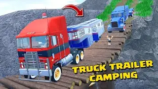 CAMPING DI ATAS GUNUNG DENGAN TRUCK TERAILER CAMPER DI ROBLOX