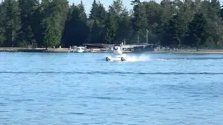 Cessna 182 Seaplane Take-Off, Lake Tapps, WA. 07-30-11