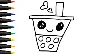 Bubble Tea Drawing Step by Step | Boba Tea Drawing Tutorial | Cute Boba Tea Drawing 