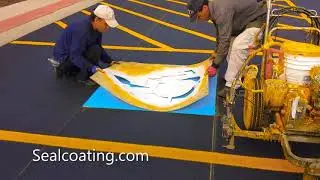 Parking Lot Handicap Stencil Spray Painting - Sealcoating.com