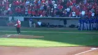 Bo Pelini throws first pitch