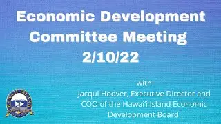 Economic Development Committee - County of Hawaii Comprehensive Economic Development Strategy Update