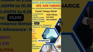 Tamil, Hindi,telugu#job vacancy available in Chennai#2025#free job#
