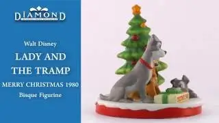Walt Disney LADY AND THE TRAMP MERRY CHRISTMAS 1980 Bisque Figurine