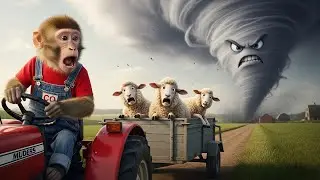 Monkey CO Drives the Crane to Rescue the Sheep from a Tornado 🐒🌪️🐑 | CO RESCUE TEAM