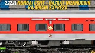 22221 Mumbai CSMT &ndash; Hazrat Nizamuddin Rajdhani Express  | Open Rails | Western Railways V12  | MSTS