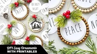 DIY Rae Dunn Inspired Christmas Tree Ornaments with Printables Trash-to-Treasure Farmhouse Ornaments