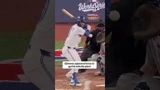 Pitch prior to Andr&eacute;s Gim&eacute;nez getting hit by pitch #mlb #bluejays #worldseries