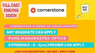 CORNERSTONE is hiring as junior engineer | jobs 2024 | junior engineer