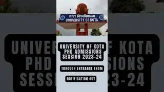 🥳University of Kota PhD Admission #shorts #kotauniversity #phd #phd_entrance #uok