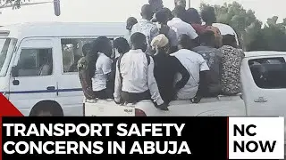 Dangerous Transportation in Abuja: Workers Jumping onto Open Pickup Trucks