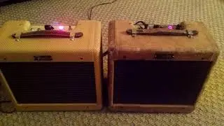 Fender Tweed Champ 57 reissue against a real 58 tweed Fender Champ