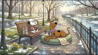 📖 Smooth Jazz for Study while Snoopy Reads along a Quiet Riverside Walkway 🌊