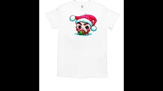 Cartoon Character Wearing Santa Claus Hat Drinking Iced Coffee T-Shirt