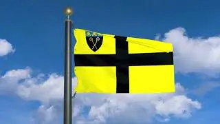 Flag of St David early with Diocese of Llandaff Shield in Canton