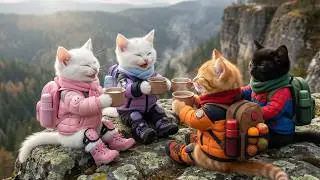 Cozy Mountain Picnic with Tiny Kittens 🐾⛰️ | Cute Hiking Story 🐱