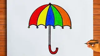 How to draw an umbrella easy | Beautiful umbrella drawing tutorial | perfect umbrella drawing