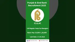 Punjab and Sind Bank Posts 2025 | 190 posts for Managers #bankmanager #jobportalindia #bankjobs