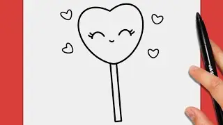 How to Draw a Cute Heart Lollipop for Kids | Easy Drawing Step by Step 