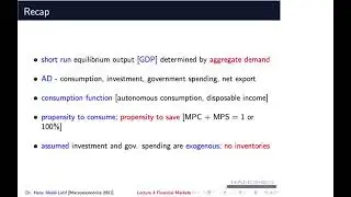 Macroeconomics: The goods Market (summary)