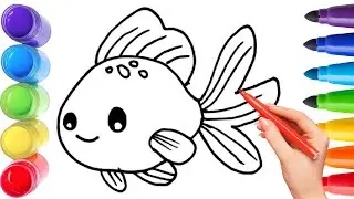 How To Draw cute fish Drawing, Painting & Coloring For Kids and Toddlers_ Child Art 🐋🌈🎨