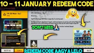 FREE FIRE REDEEM CODE TODAY | FREE FIRE 11 JANUARY REDEEM CODE TODAY | FF REDEEM CODE TODAY