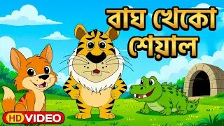 Bagh Kheko Sheyal | Bengali Kids Story | Bangla Moral Story | Tiger & Fox Cartoon Tale